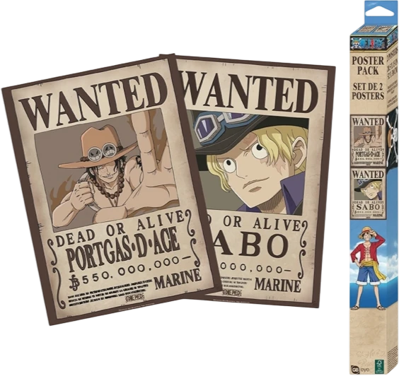 [ABY-OP-POST-SABOACE-XX] Set of 2 Wanted Posters Sabo and Ace 52x38 - One Piece - ABYstyle