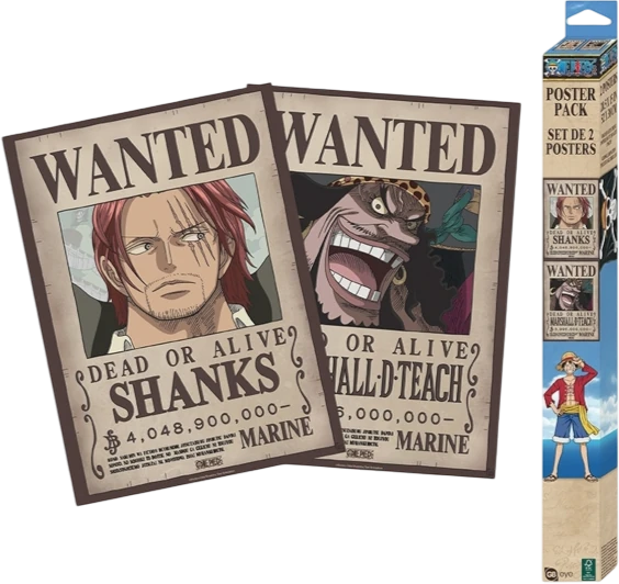 [ABY-OP-POST-SHANKSBARBENOIRE-XX] Set of 2 Wanted Posters Shanks and Blackbeard 52x38 - One Piece - ABYstyle