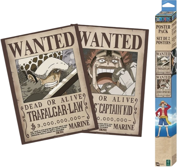 [ABY-OP-POST-LAWKID-XX] Lot de 2 posters Avis de recherche Law et Kid 52x38 - One Piece - ABYstyle