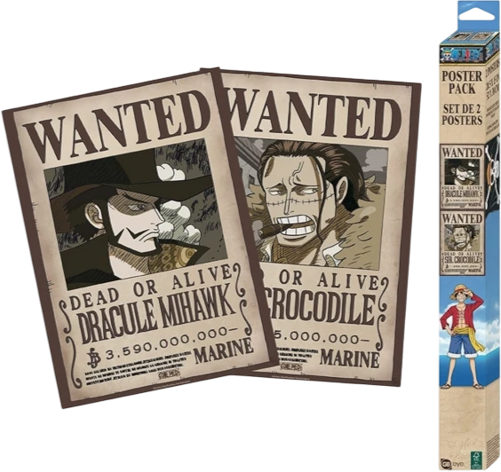 [ABY-OP-POST-MIHAWKCROCODILE-XX] Set of 2 Wanted Posters Mihawk and Crocodile 52x38 - One Piece - ABYstyle